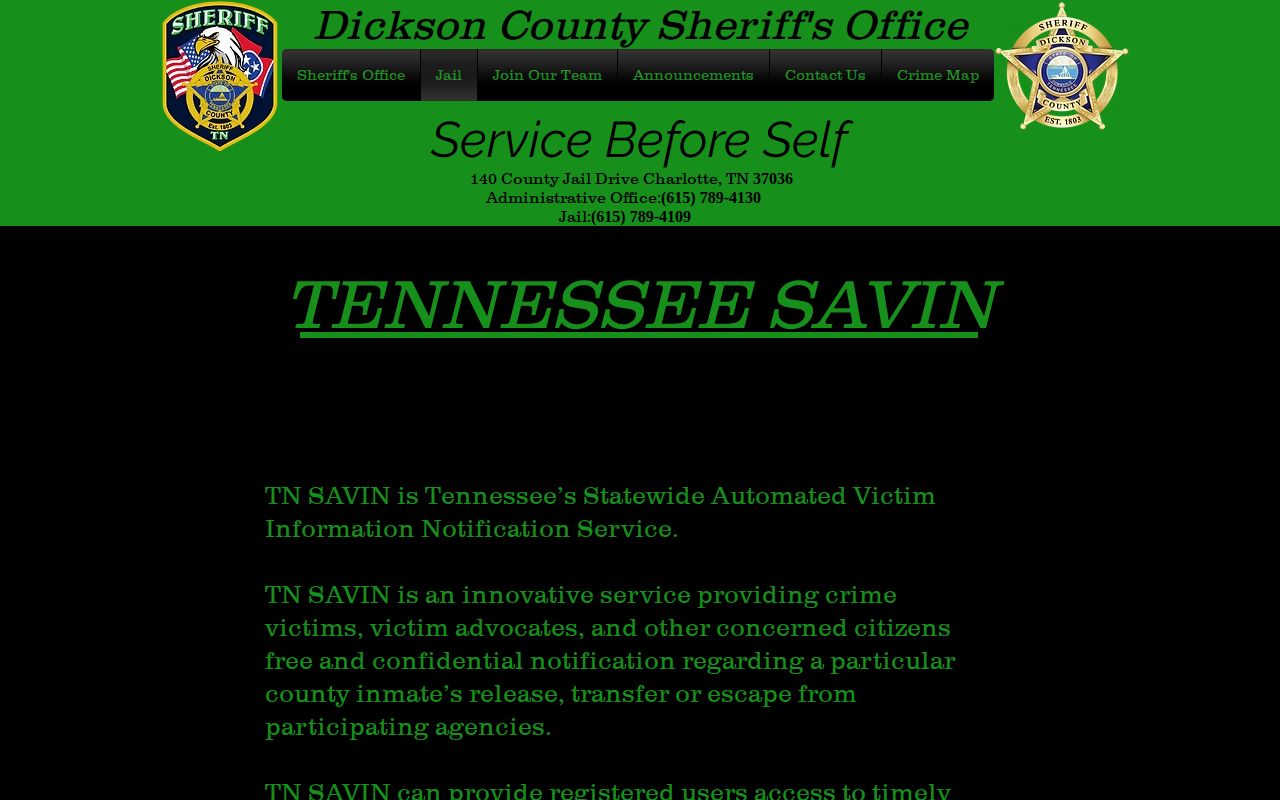 Dickson County SAVIN released inmate notification information